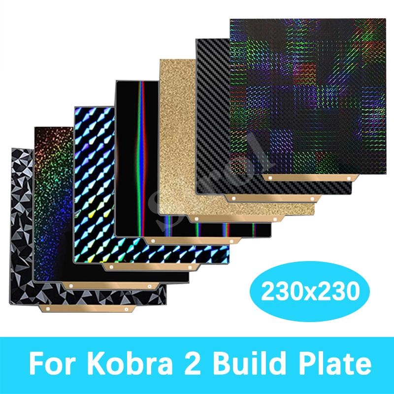 For Anycubic Kobra 2/Kobra 2 Pro/Kobra 2 Neo PEO PET Pei Build Plate 230x230mm Double Side Textured Sheet Smooth Heated Bed