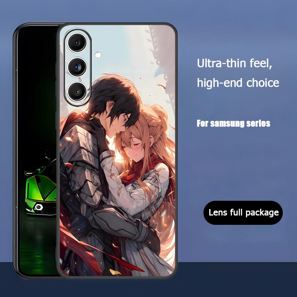 Крутой чехол для телефона Sword Art Online в стиле аниме для Samsung Galaxy S25 S24 S23 S22 S21 S20 Plus Ultra Note20 Мягкий черный