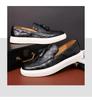 British Style New Shoes for Men Leather Casual Shoes Tassels Flat Skateboard Shoes Checked Print Slip-on Loafers 38-46