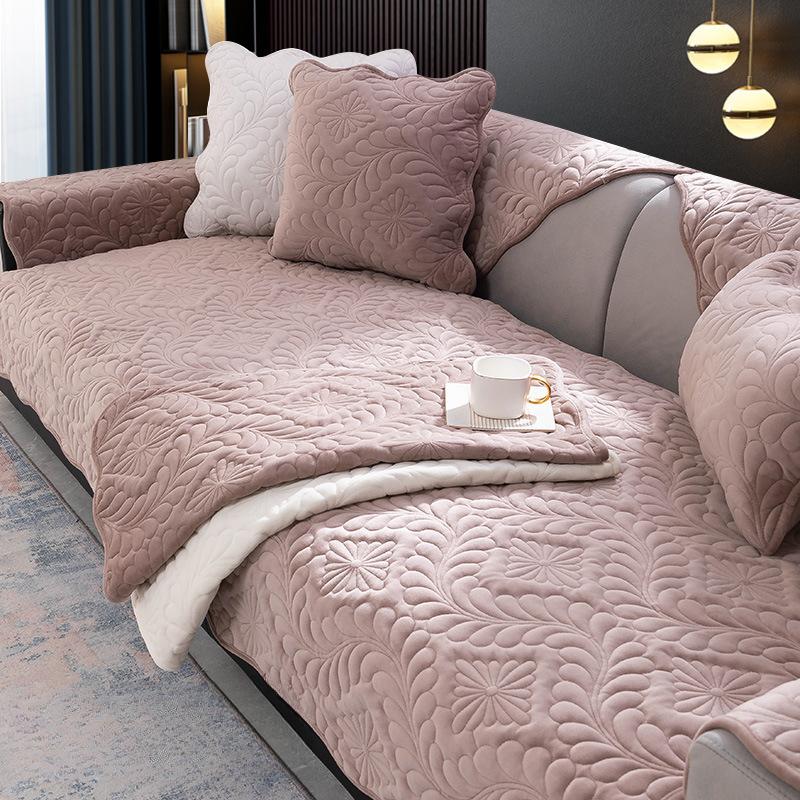 Подушка для дивана, универсальная кожа для всех сезонов, нескользящая, простая утолщенная подушка для сиденья в скандинавском стиле, зимний плюшевый чехол, полотенце на спинке
