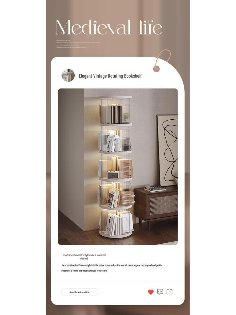 Вращающийся на 360° прозрачный книжный шкаф на колесиках - Хранение детских иллюстрированных книг