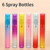 6pcs Accessories 8ML High-end Gradient Color Glass Perfume Bottle Fashionable Mini Spray Bottle Cologne Perfume Sub-bottle Portable