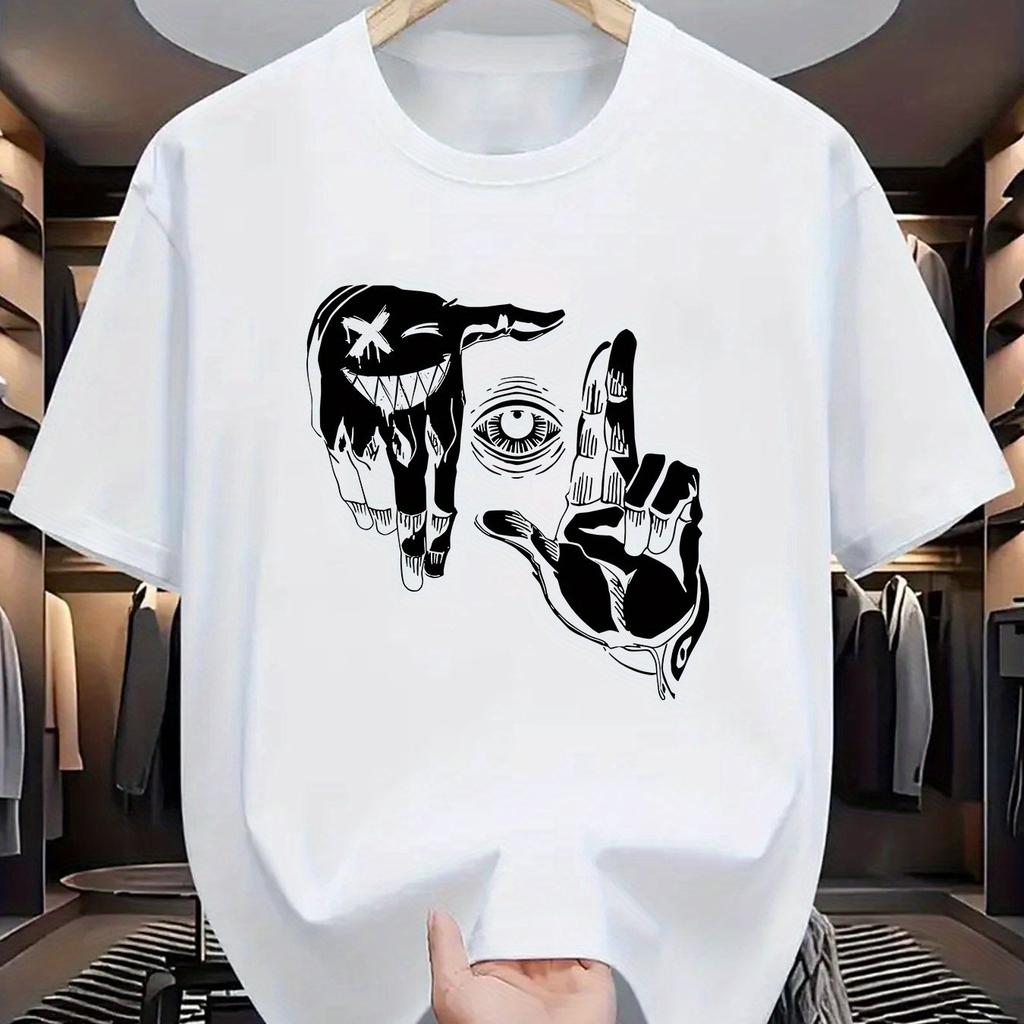 XXS-6XL Плюс Размер Мужская футболка Летняя Повседневная Свободная Персонализированный Узор Круглый Вырез Короткие Рукава Футболка Топы Мужская Одежда