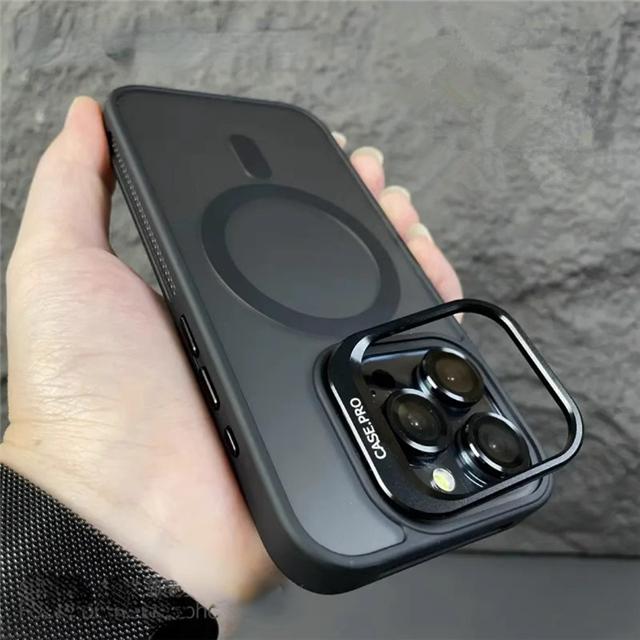 Роскошный матовый чехол для iPhone 15 Pro Max с магнитным креплением Magsafe для iPhone 11 12 13 14 16 Plus, защитная крышка с подставкой-держателем для объектива