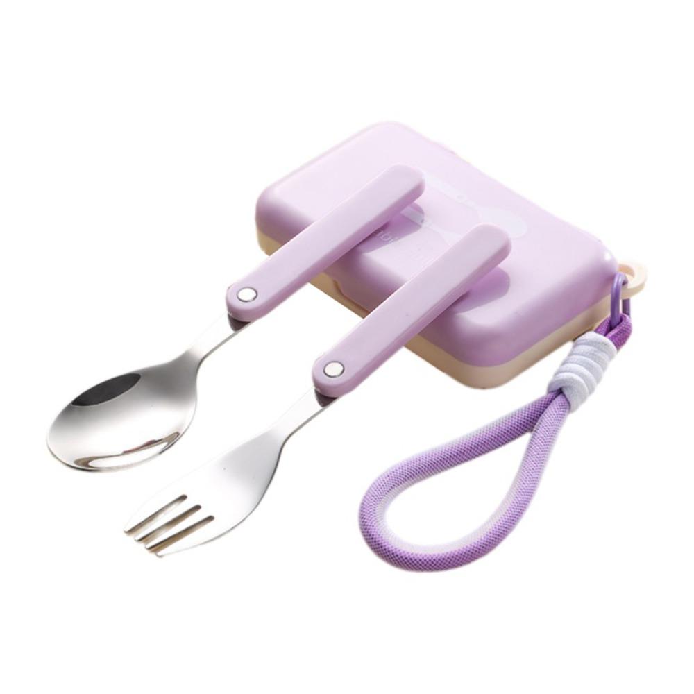 With Storage Box Stainless Steel Cutlery Set Foldable Portable Spoon Fork Outdoor Picnic