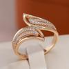 Cross Design Double Zircon Rings Gold Color Wedding Party Luxury Women Jewelry Accessories