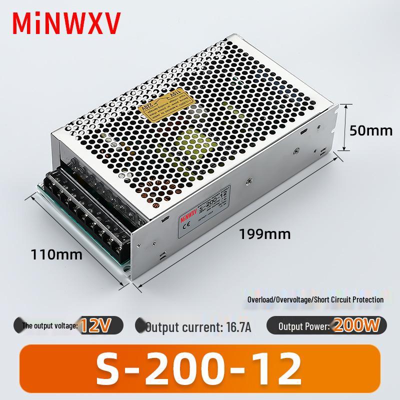 S Switch 220V AC to 12V/24V DC Transformer for Industrial Lighting Monitors.