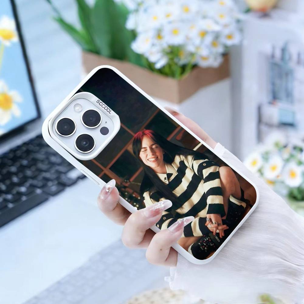 Чехол для телефона S-Singer B-Billie Eilish Для iPhone17, 16,15,14,13,12 Pro Max белый Конфетный Матовый Ударопрочный Чехол