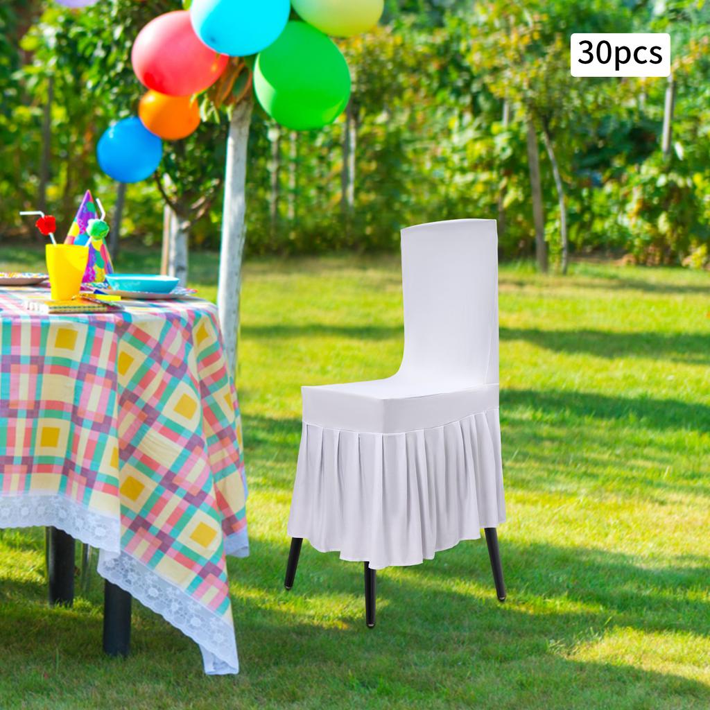 30 Pieces Chair Slipcovers with Skirt Wedding Stretch Chair Cover Stretch Chair Slipcovers with Skirt For Weddings, Banquets