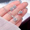 3pcs Set Luxury Brand Shiny Geometric Square Zircon Necklace Earring Rings for Women Charm Fashion Zircon Set Anniversary Gift