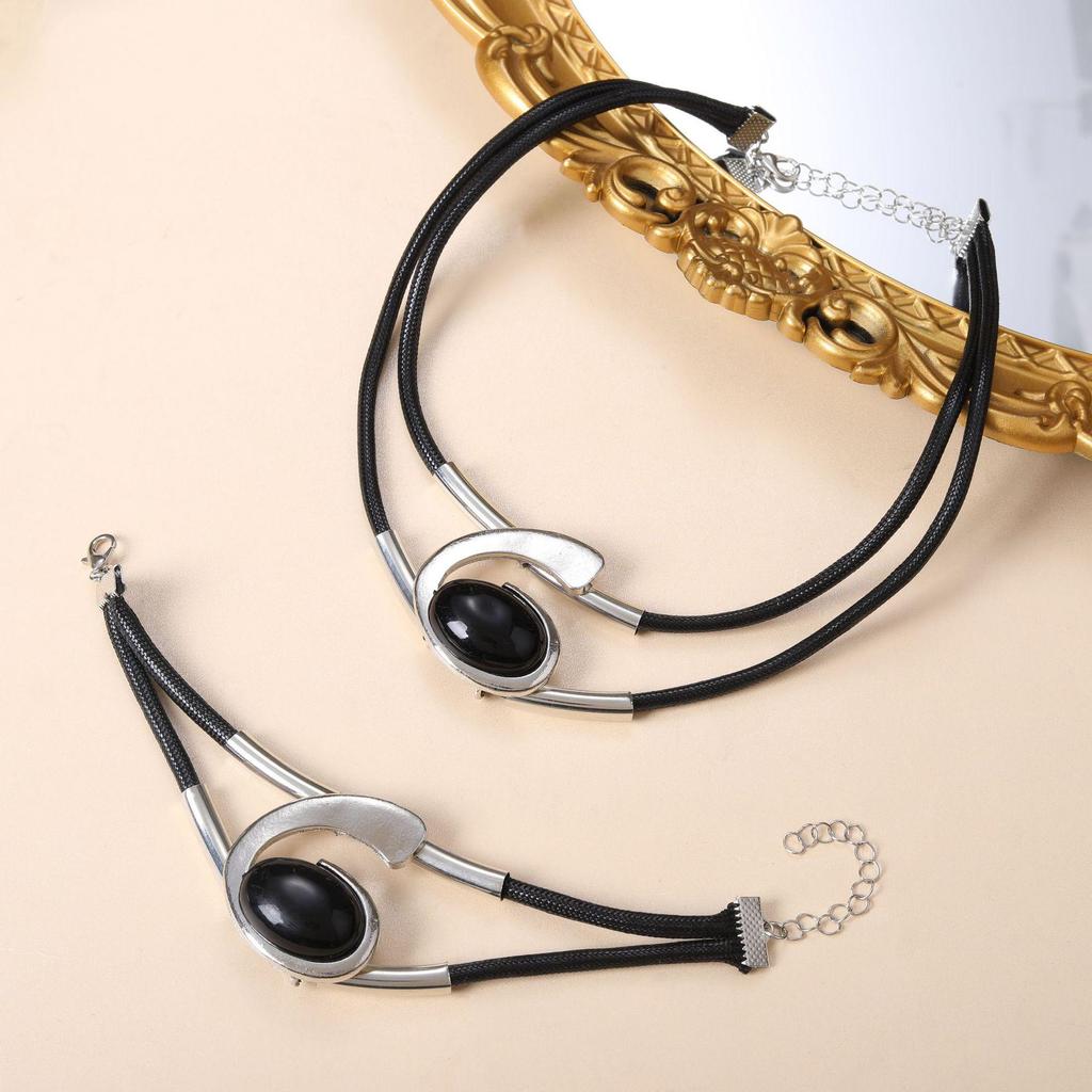 Богемный акриловый набор украшений «Улитка», «Овальный глаз»: Женское ожерелье и браслет из вощеного шнура