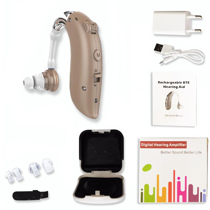 1 комплект мини-цифровой слуховой аппарат для пожилых людей портативный усилитель звука перезаряжаемый заушный регулируемый слуховой аппарат для пожилых людей