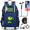 Double Shooter Plant USB Teen Student Backpack Unisex Casual Travel Rucksack
