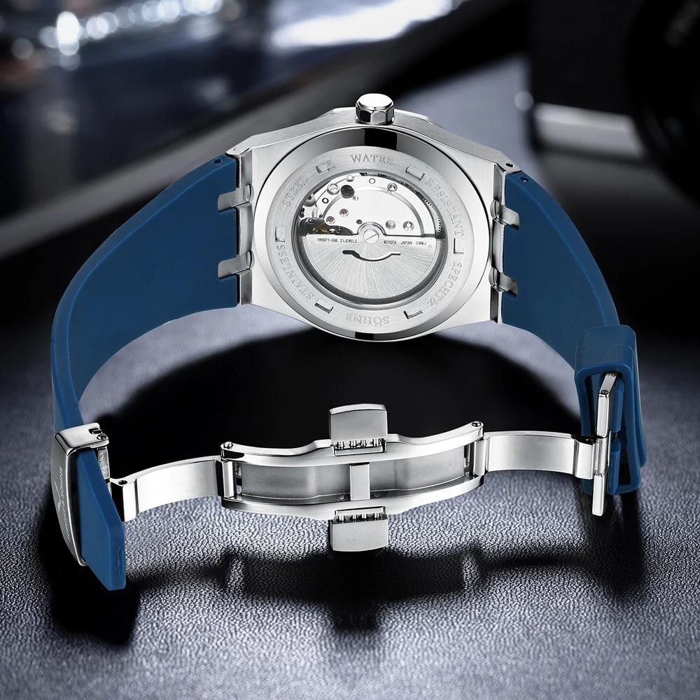 Specht & Sohne новые 40 мм мужские автоматические механические часы мужские роскошные часы из нержавеющей стали резиновые Relogio Masculino водонепроницаемые