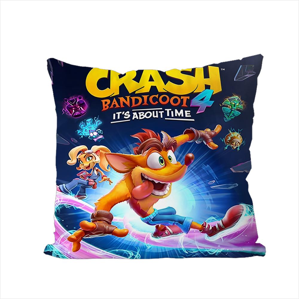 CCrash Bandicoot Pillow Case For Car Sofa Decorative Home Doublesided Print Plush Square Throw Pillow Cushion Cover