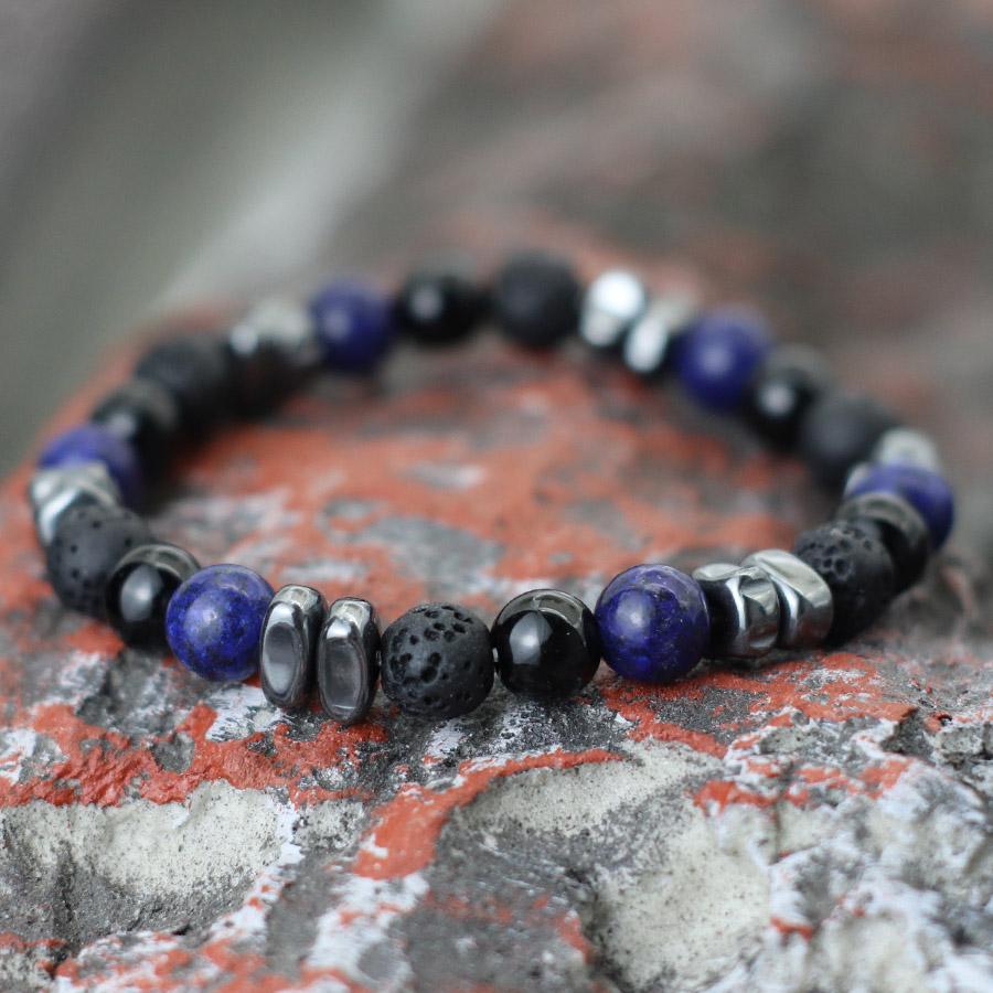 Volcanic Stone Beaded Bracelet Men Jewelry Black String Frosted Beads Personalized Trend of Men Women Accessories