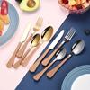 4-piece Knife and Fork Teaspoon Stainless Steel Imitation Wooden Handle Tableware Set Western Tableware Simple and Advanced