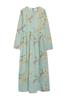 Women's Style Hijab Dress Mint Floral Linen Look Woven Dress