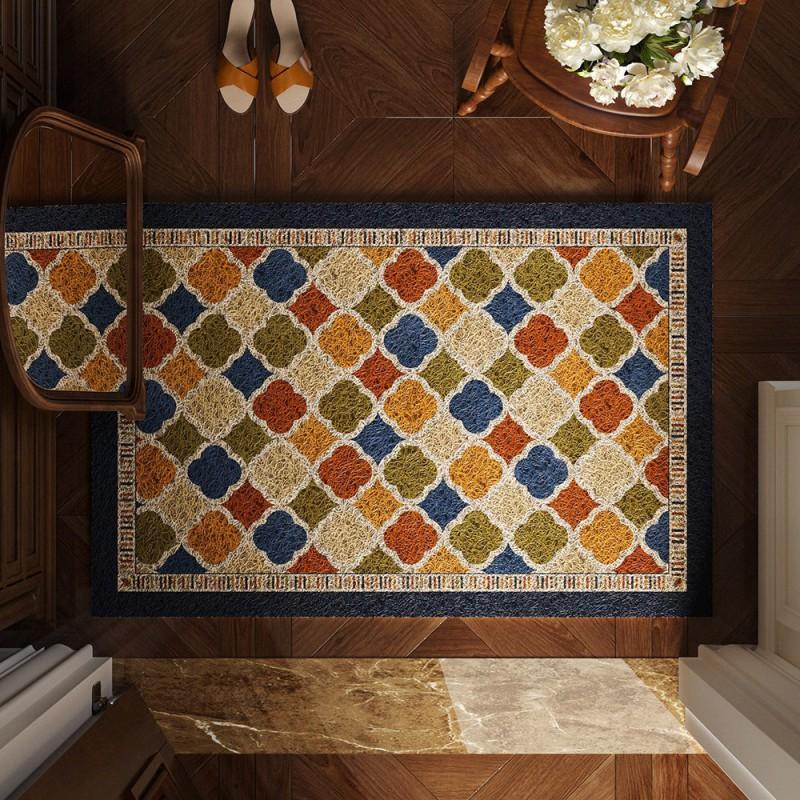 Retro Style Door Mat Entrance Dustproof Stain Resistant Easy Clean Cuttable Non Slip