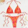 Европейский и американский женский сексуальный утягивающий купальник бикини-триангл с принтом и бандажной спинкой