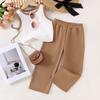 Girls Casual Suit Summer Kids Fashion Sleeveless Top with Knit Solid Pants Two-piece Suit