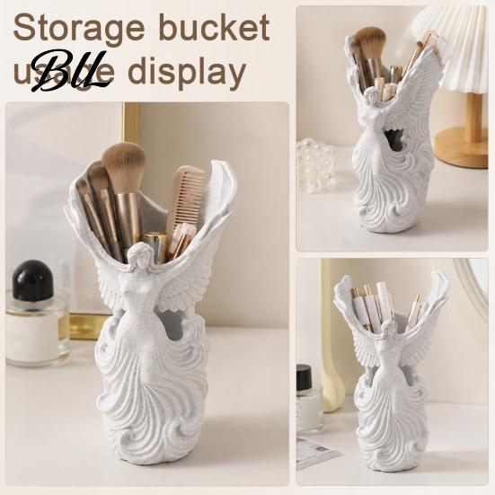 Creative Desktop Storage Cup 3D Printed Angel Wings Vase & Pen Holder, Sculpture Desk Organizer for Office Decor, Multi?Functional Dry Flower Vase,