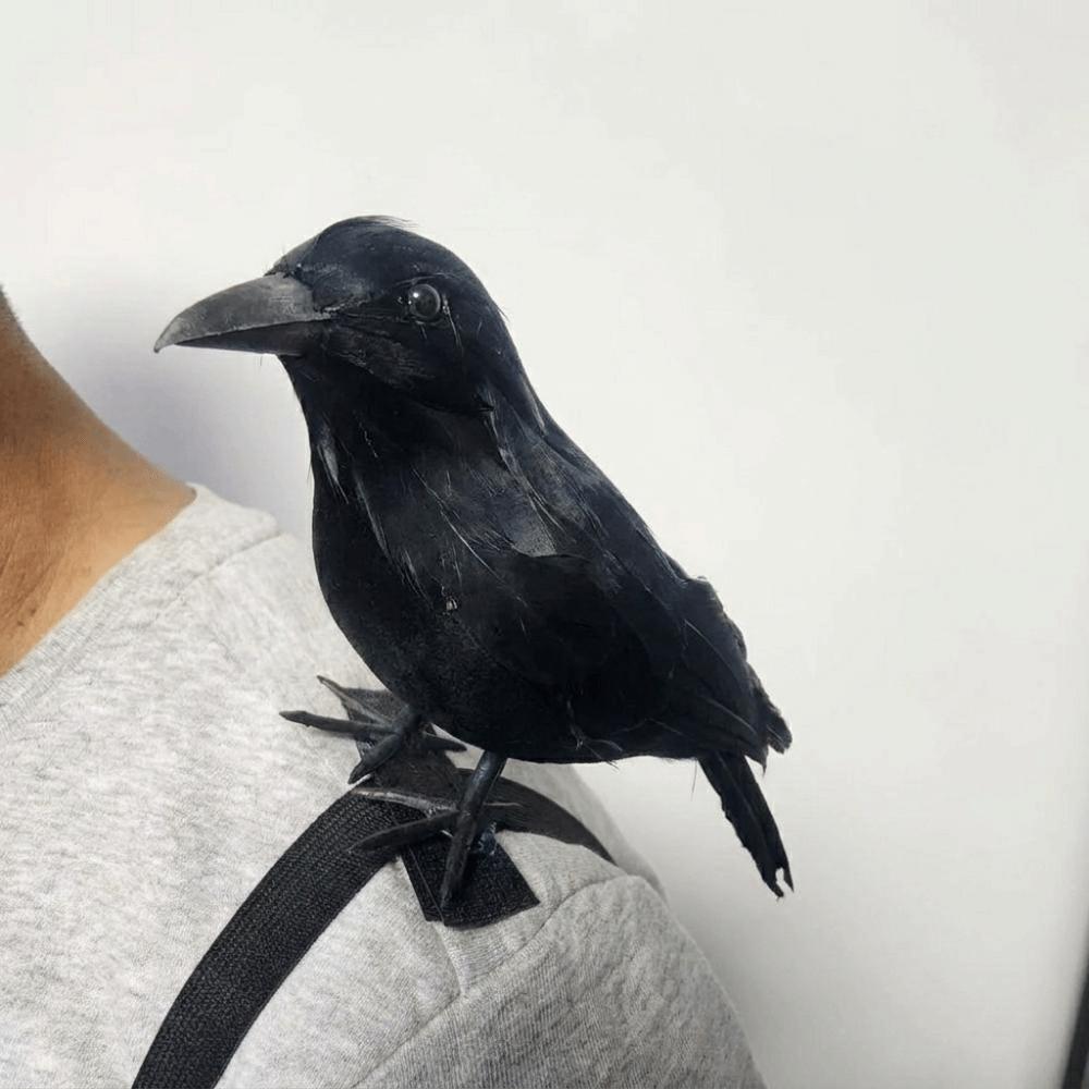Black Feather Lifelike Crow Realistic Cosplay Costume Halloween Simulation Crow Cosplay Costume