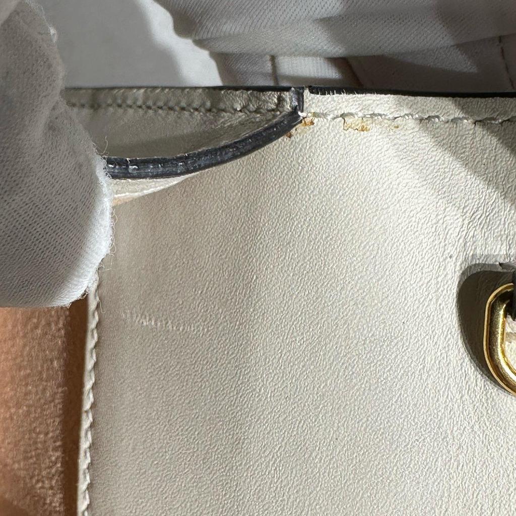 [Pre-Owned] Sylvie Gold Buckle Striped Web Chain Leather Mini Square Crossbody Bag - Very Good #1MBHZBL