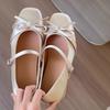 Fashion French Bow Thick Heel Single Buckle Mary Jane Shoes for Women 2025 New Summer with Skirt Comfortable and Lightweight High Heels