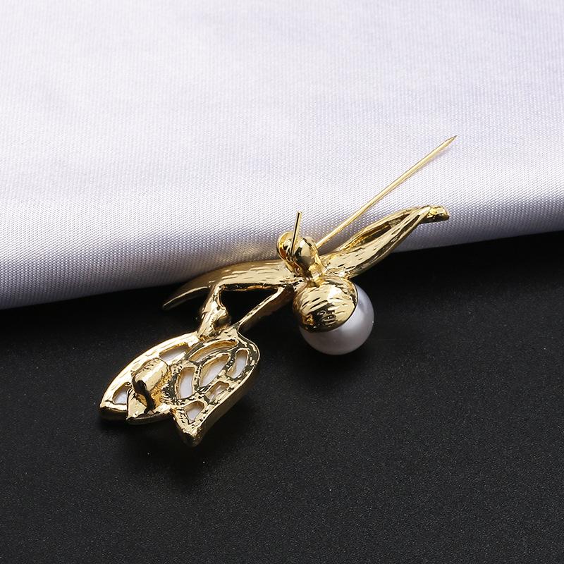 Модная брошь с бантом: Металлические украшения с жемчугом и стразами в виде цветка