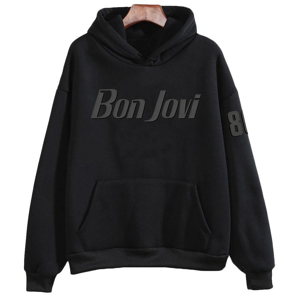 Толстовка Bon Jovi в тонких оттенках Рок Винтажный Принт с Буквами Мерч Свитшот с Капюшоном с Длинным Рукавом Оверсайз Пуловер Мода Уличного Стиля Худи