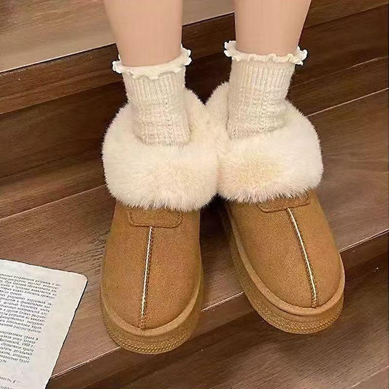 Winter snow boots women's non-slip thick-soled warm fashion fluffy shoes piled thickened snow cotton