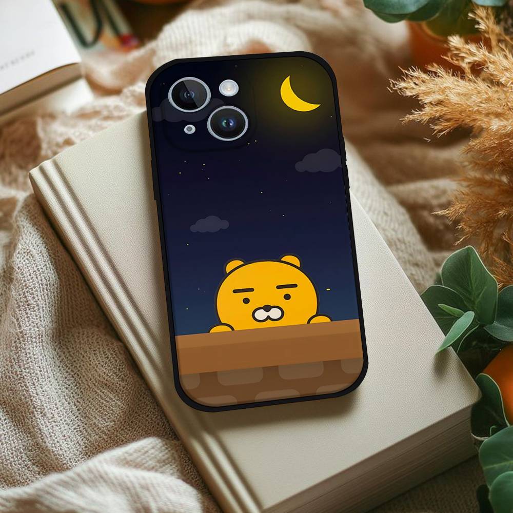 Мультяшный K-kakao Милые Друзья Чехол для Телефона Для IPhone 1716 15 14 13 Pro Max 11 12 Mini X Xs XR Черный Силиконовый Чехол