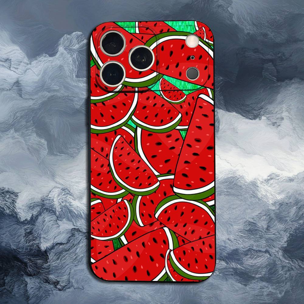 Летний Красный Арбузный Чехол Для iPhone 12,14,15,16,11,17,13,X,Mini,SE,XS,Plus,Pro,Max,8,7,XR,Мягкий Силикон Черный