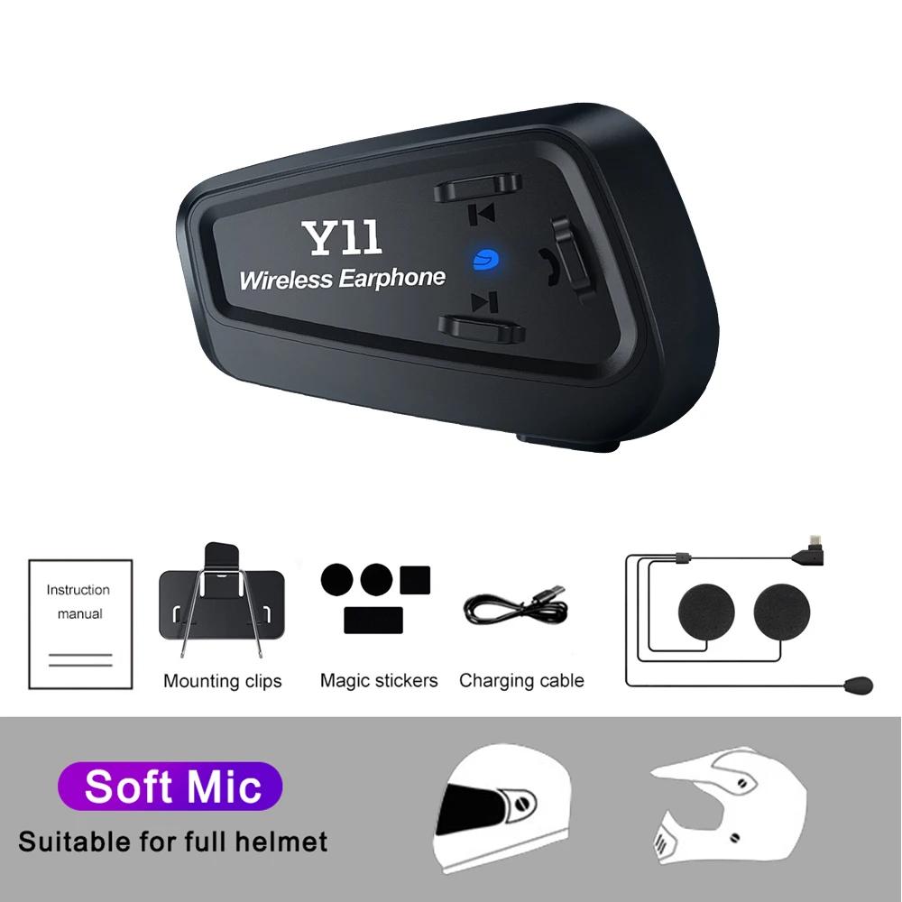Y11 Беспроводная гарнитура для шлема мотоцикла Bluetooth5.3, комплект громкой связи, водонепроницаемый музыкальный плеер, динамик, наушники
