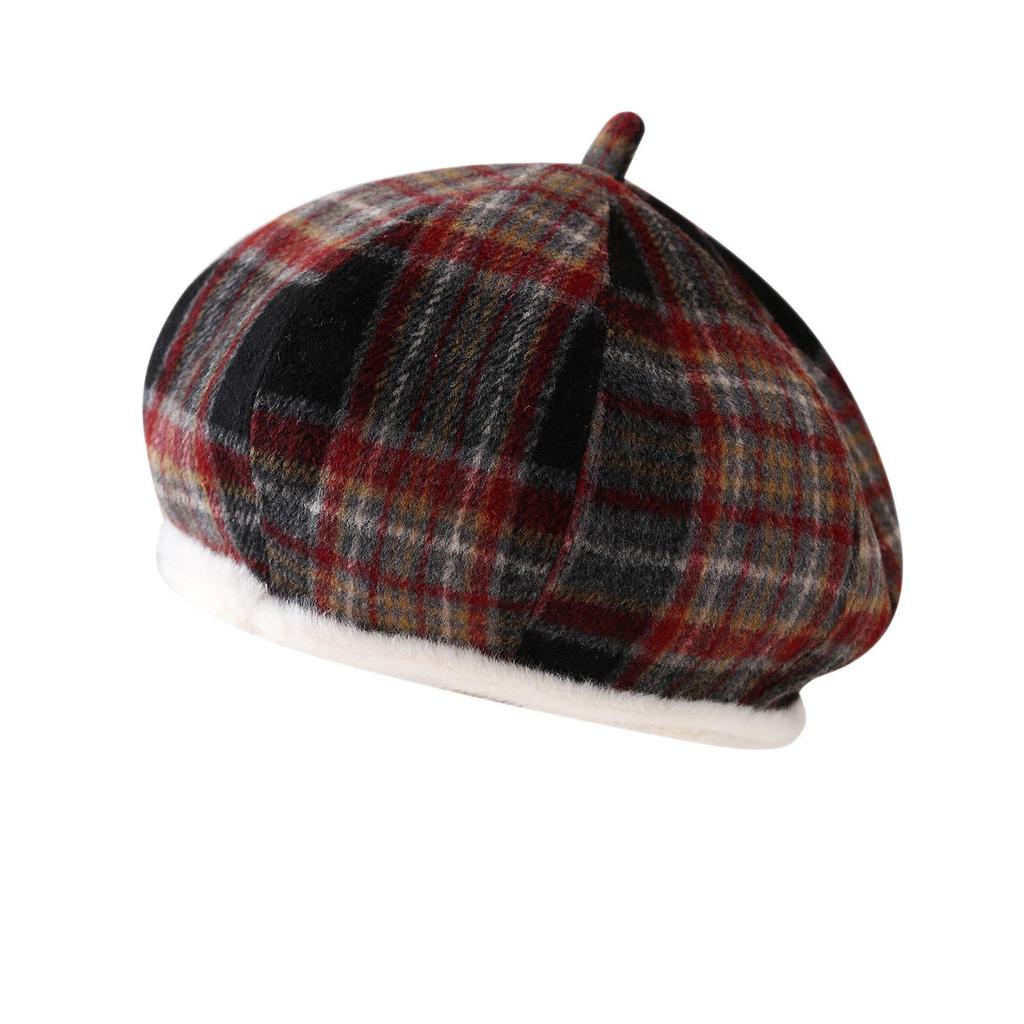 Ретро берет в клетку 2025 - Унисекс шляпа художника для осени/зимы, Теплая и модная