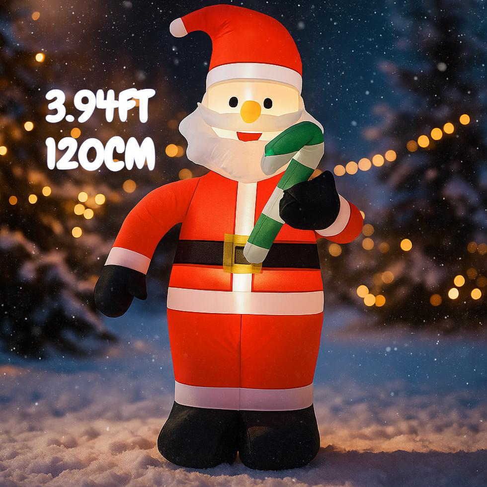 3,94 фута Надувной Санта-Клаус Леденец Игрушка Рождественское Украшение Двора Праздничный Подарок Светодиодная Подсветка Рождественские Принадлежности Домашний Декор Украшение
