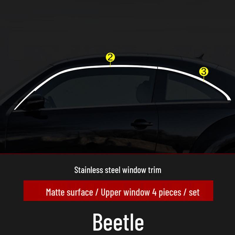 Stainless Steel Bright Window Trim & Door Edge Strips for Beetle and Scirocco