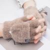 Lovely Fluffy Plush Fingerless Flip Gloves Milk Velvet Women Soft Winter Warm Half Fingers Gloves Cycling Workout Female Mittens
