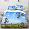 Dirt Bike Duvet Cover Set Motocross Rider Comforter Cover Motorcycle Extreme Sport Game Polyester Bedding Set For Kid Boys Teens