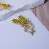 Gold Wheat Head Brooch for Women Imitaiton Pearl Crystal Women's Brooches Autumn Metal Pins for Clothing