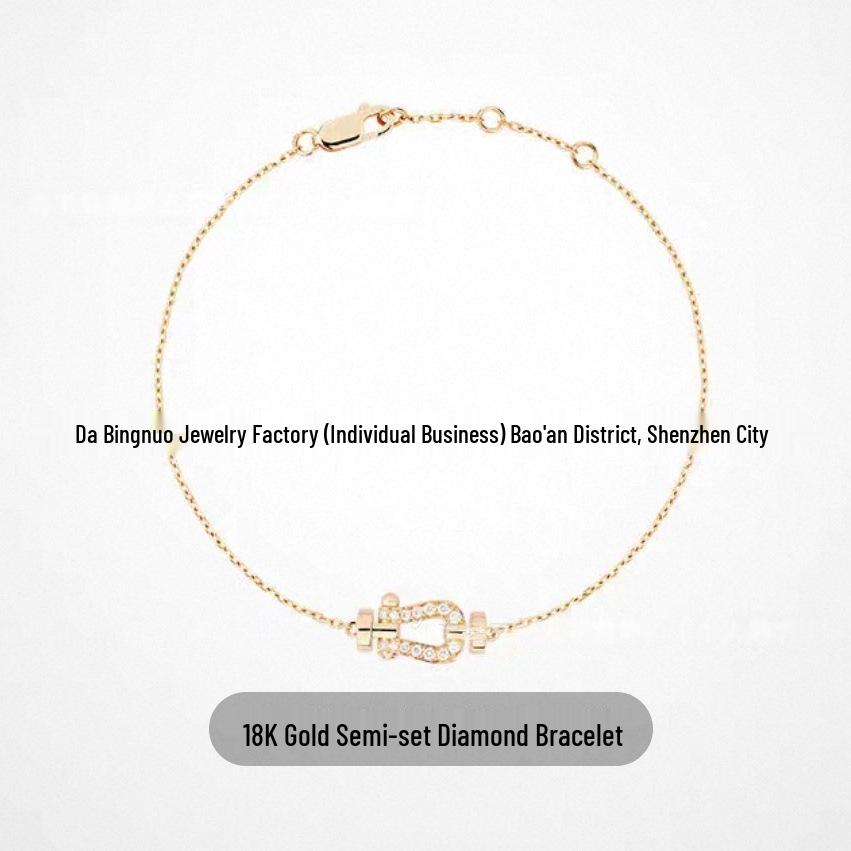 Набор: Браслет подкову с полным бриллиантовым покрытием V Gold Rose Gold и Ожерелье в форме восьмерки
