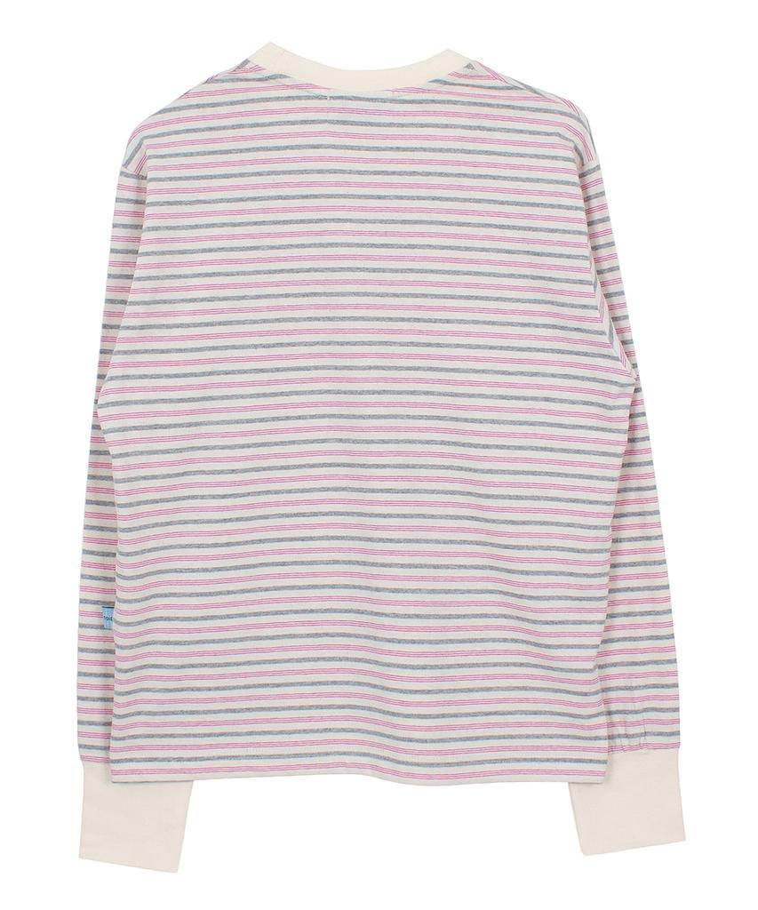 TOIEST Striped Long Sleeve T-Shirt Gray