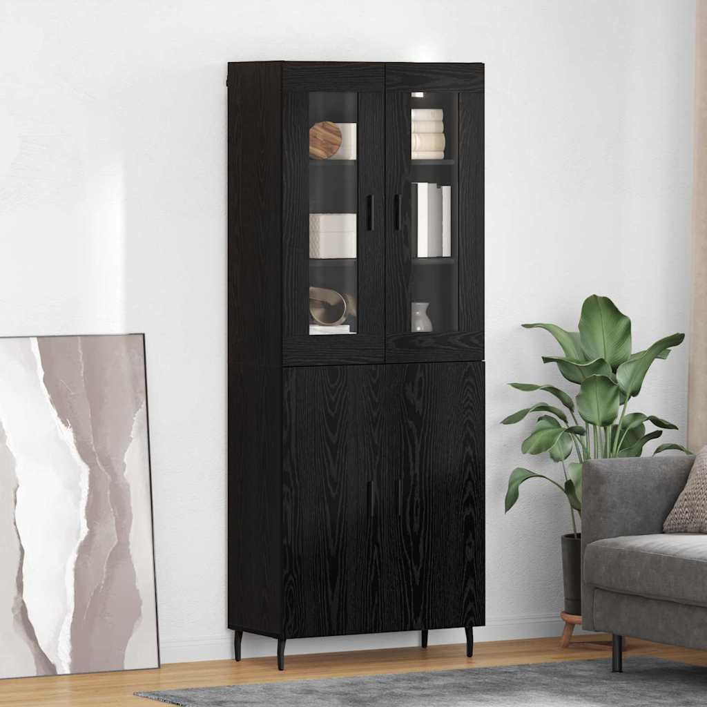 Highboard 2 pcs Black Oak Effect Particleboard