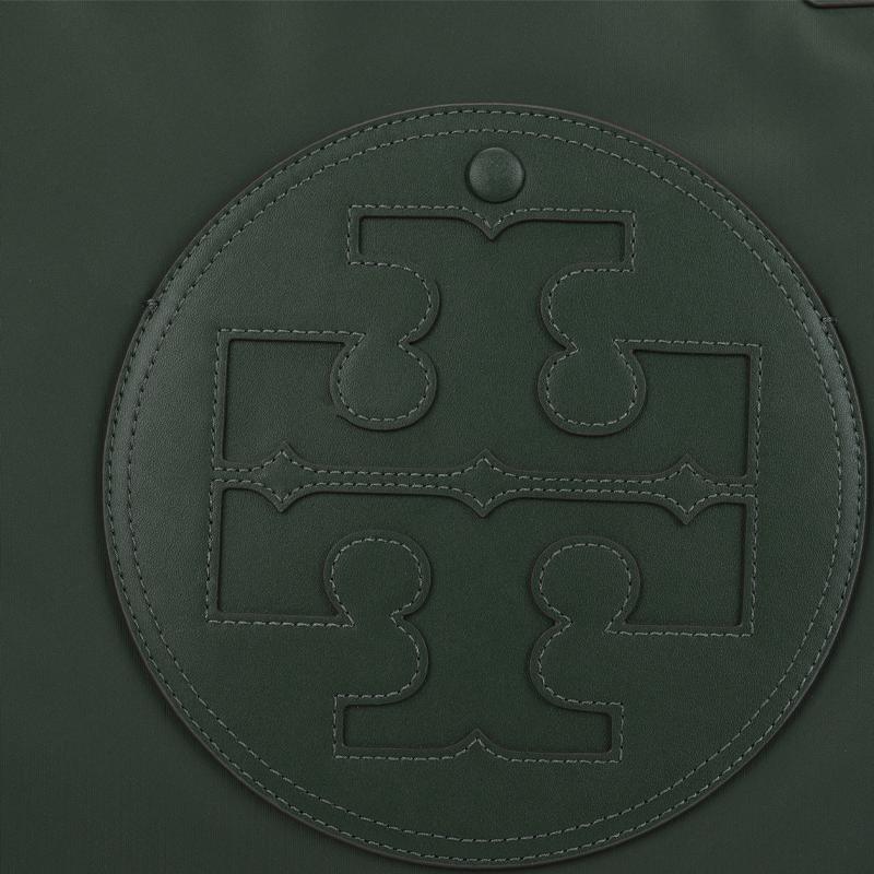 Tory Burch Сумка-тоут женская Ella с логотипом, на магнитной застежке, из ткани и искусственной кожи, цвет базиликово-зеленый 87116-312