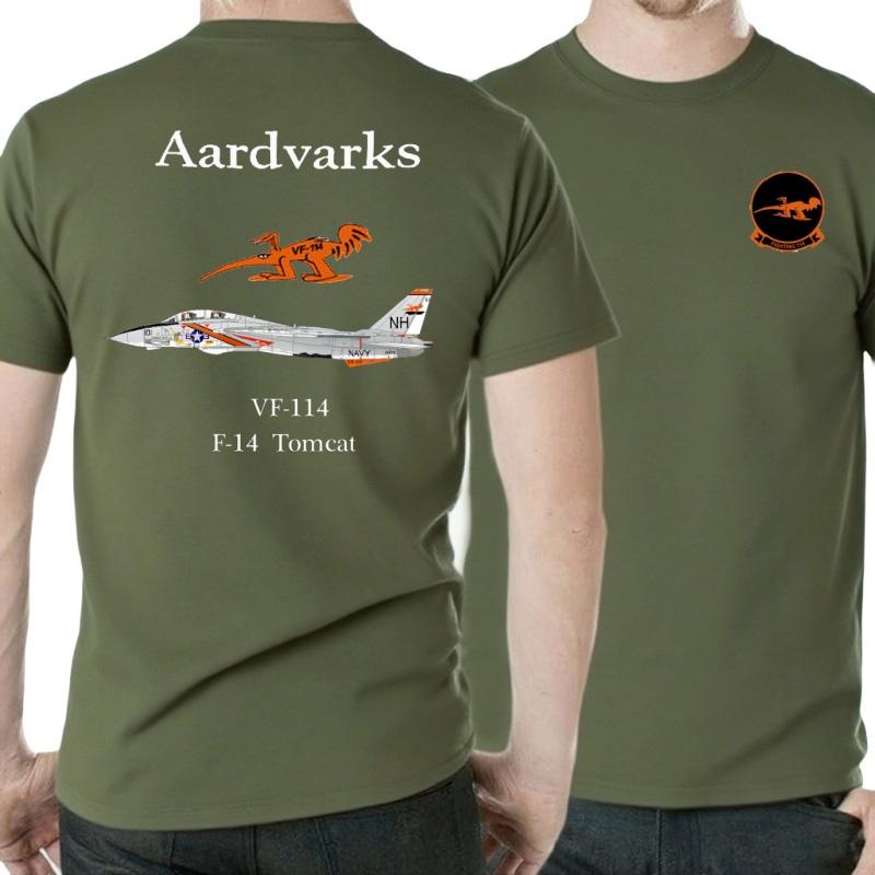 Naval Vf114 Aardvarks F14 Tomcat Squadron Tshirt 100 Cotton Oneck Summer Short Sleeve Casual Unisexs Tshirt Size S3xl
