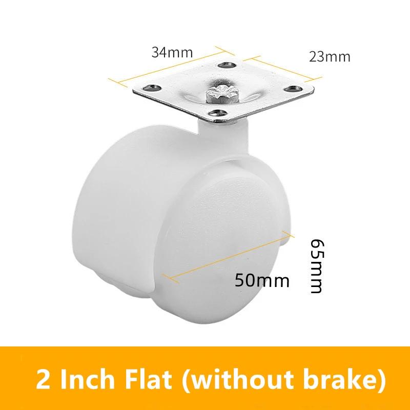 4 Pcs/Lot White 2 Inch Flat Circlip Screw 7/8mm Universal Wheel Storage Rack Table Furniture Pulley Cabinet Display Crib Caster