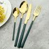 4Pcs Black Gold Cutlery Set Knives Fork Spoon Dinner Tableware Stainless Steel Dinnerware Party Kitchen Flatware Silverware Set