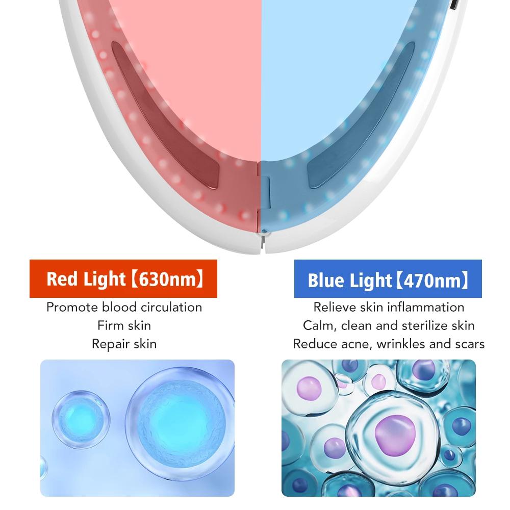 V-Face Lifting Beauty Device EMS Face Slimming V-образный красный/синий светотерапевтический массажер для лица Инструмент для удаления двойного подбородка