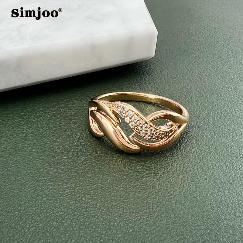 SIMJOO Цирконовое кольцо Женский модный дизайн Изысканное кольцо